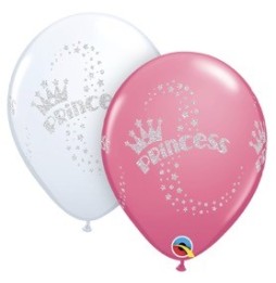 Globo 11 X 25 Imp. Princesa Blanco Y Rosa Glitter 90395