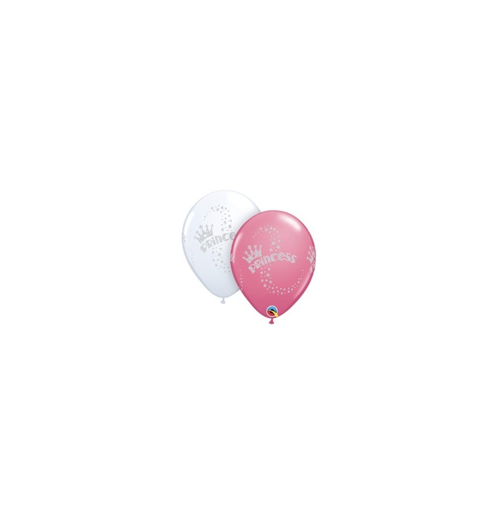 Globo 11 X 25 Imp. Princesa Blanco Y Rosa Glitter 90395