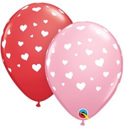 Globo 11 X 50 Rojo Y Rosa Imp, Corazones 79951