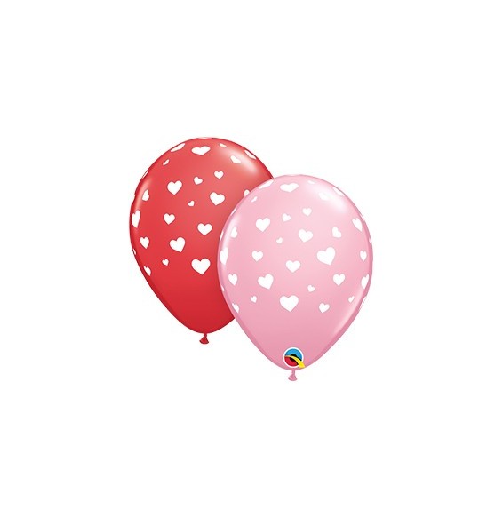 Globo 11 X 50 Rojo Y Rosa Imp, Corazones 79951