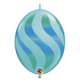 Globo Qlink 12 X 50 Ondas Y Rayas Verde Azul Caribe 28108