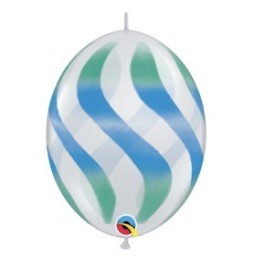 Globo Qlink 12 X 50 Ondas Y Rayas Verde Cristal 28109