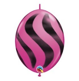 Globo Qlink 12 X 50 Ondas Y Rayas Negras Fucsia 28070