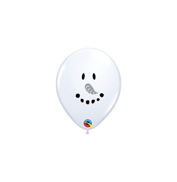 Globo 05 X 100 Blanco Smile Face Muñeco De Nieve 67522