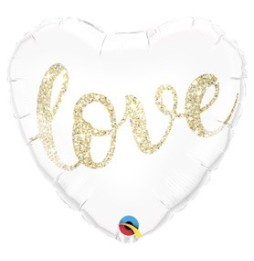 Foil 18 X 1 Cor. Blanco Love Gliter Oro 57322