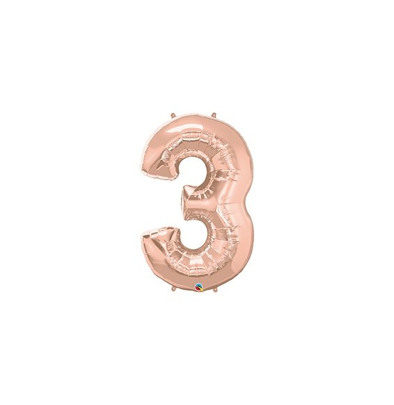 Foil Numeral 3 Rose Gold 57874