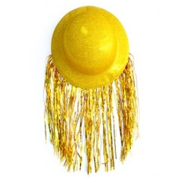 Gorro Con Pelo Glitter Oro x 4