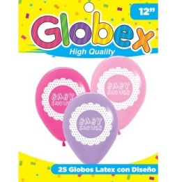 GLOBO LATEX 12  Baby Shower  (de la línea) NIÑA X 25