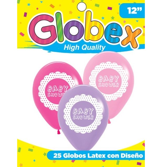 GLOBO LATEX 12  Baby Shower  (de la línea) NIÑA X 25