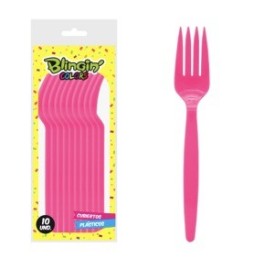 Tenedor Plastico Fucsia X 10