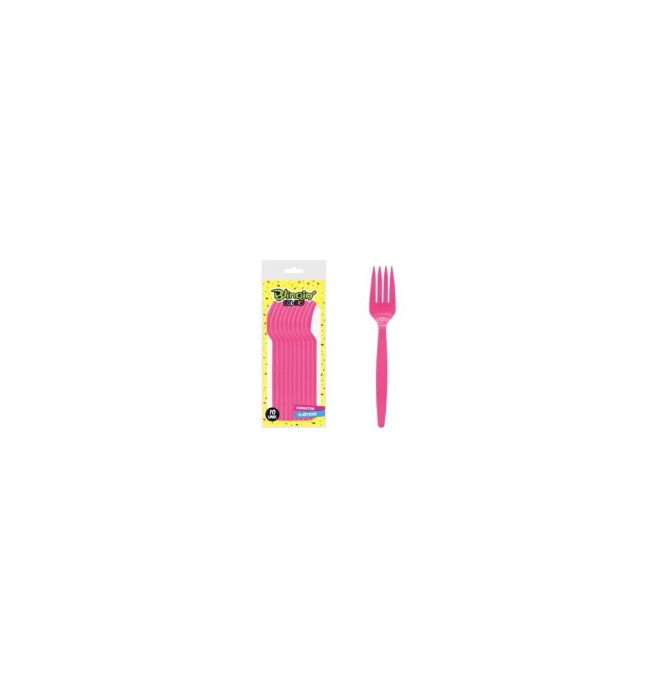 Tenedor Plastico Fucsia X 10