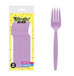 Tenedor Plastico Lila X 10