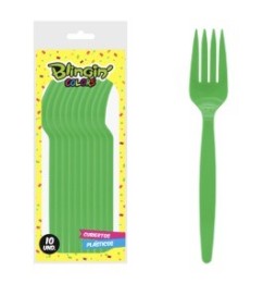 Tenedor Plastico Verde X 10