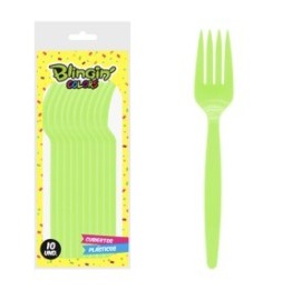 Tenedor Plastico Pistacho X 10