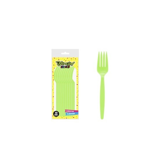 Tenedor Plastico Pistacho X 10