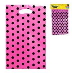 Bolsa Polka x 10 Rosado Fuerte Puntos Negros 17x25