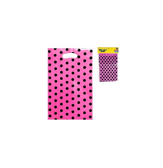 Bolsa Polka x 10 Rosado Fuerte Puntos Negros 17x25