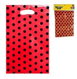 Bolsa Polka x 10 Rojo Puntos Negros 17x25