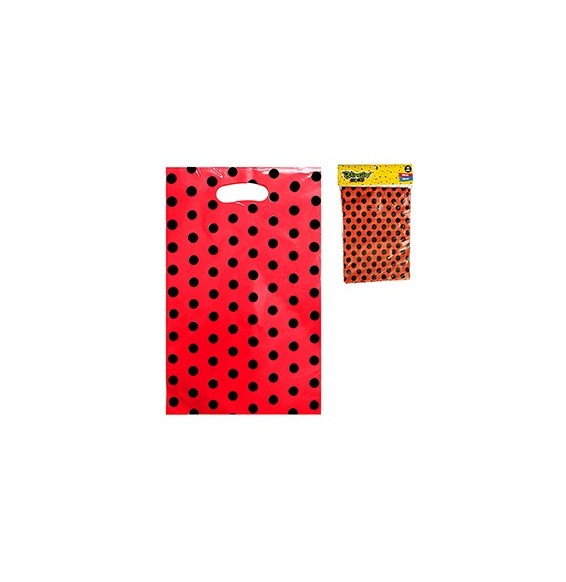 Bolsa Polka x 10 Rojo Puntos Negros 17x25