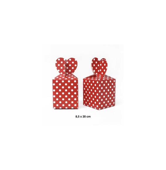 Caja Corazon Polka X 6 Rojo