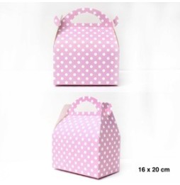 Caja Grande Con Manilla X 6 Polka Rosado