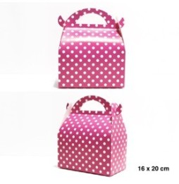 Caja Grande Con Manilla X 6 Polka Fucsia