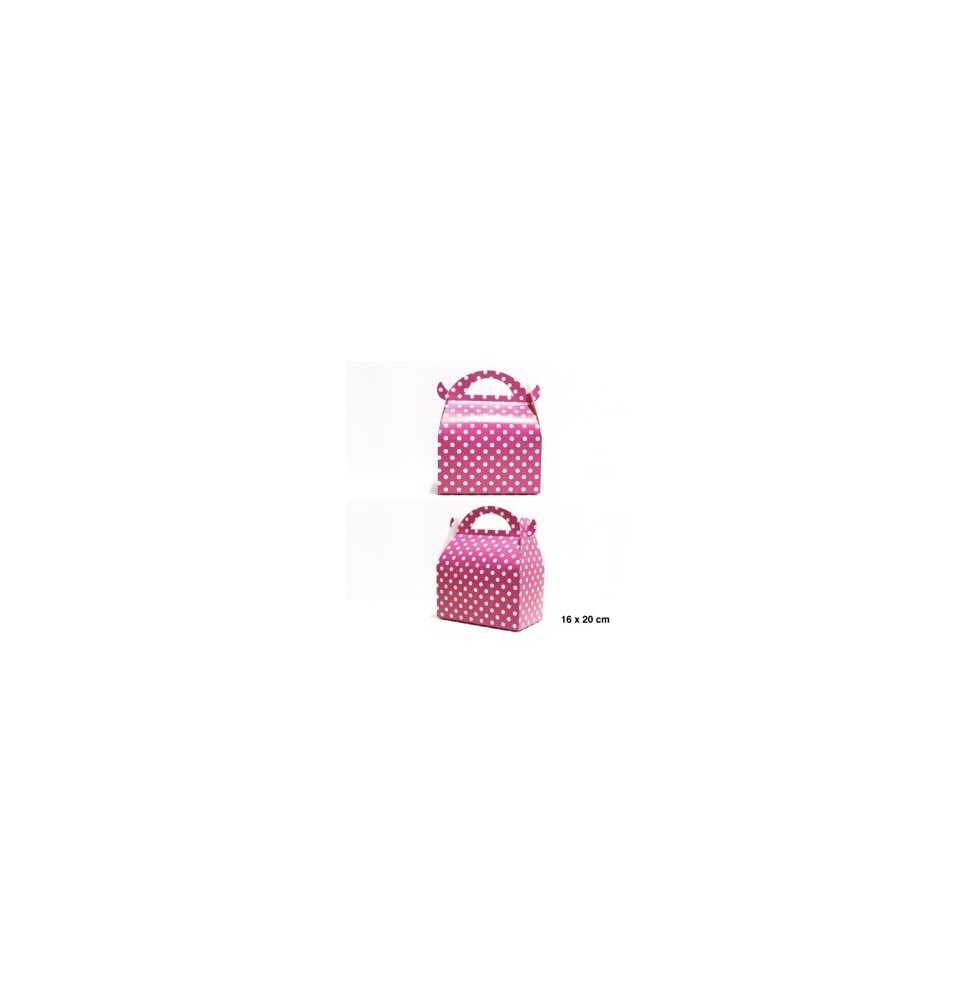 Caja Grande Con Manilla X 6 Polka Fucsia