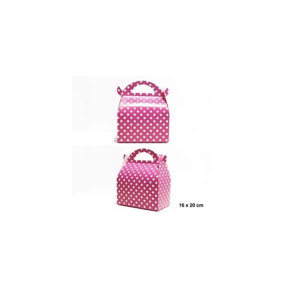 Caja Grande Con Manilla X 6 Polka Fucsia