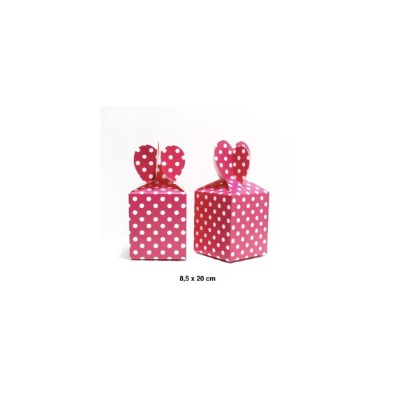 Caja Corazon Polka X 6 Fucsia