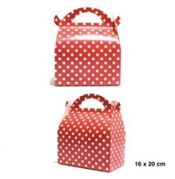 Caja Grande Con Manilla X 6 Polka Rojo