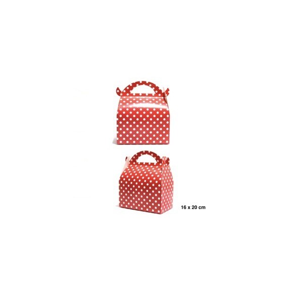 Caja Grande Con Manilla X 6 Polka Rojo