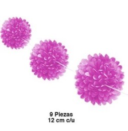 Banner Fluffy 9 Piezas Fucsia