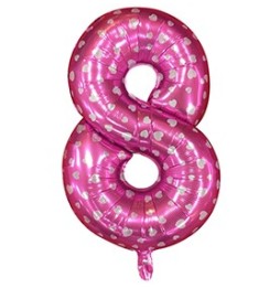 Globo Foil 26 Metalizado Fucsia Corazones N 8