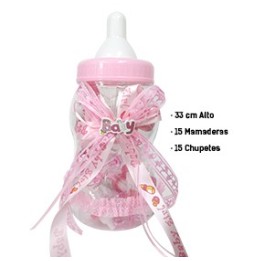 Mamadera Mix Niña  33 Cm + Set 15 Mamadera 15 Chupetes