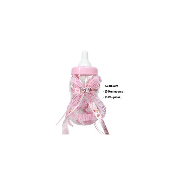 Mamadera Mix Niña  33 Cm + Set 15 Mamadera 15 Chupetes